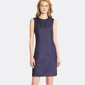 Tahari Satin Sheath Dress Navy Blue Size 4 Small